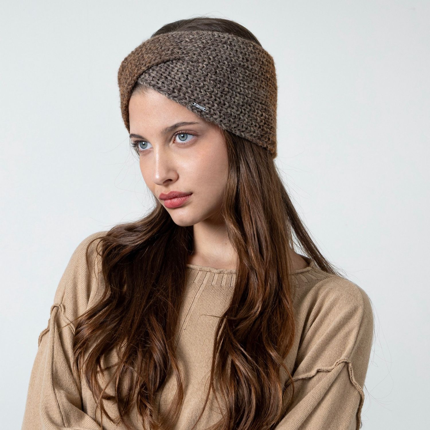 Brown knitted headband