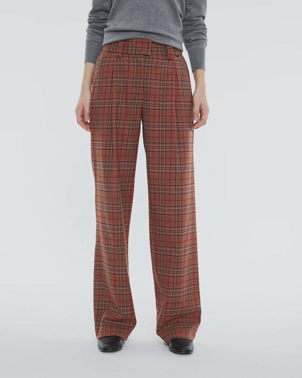 Dusty red checkered trousers