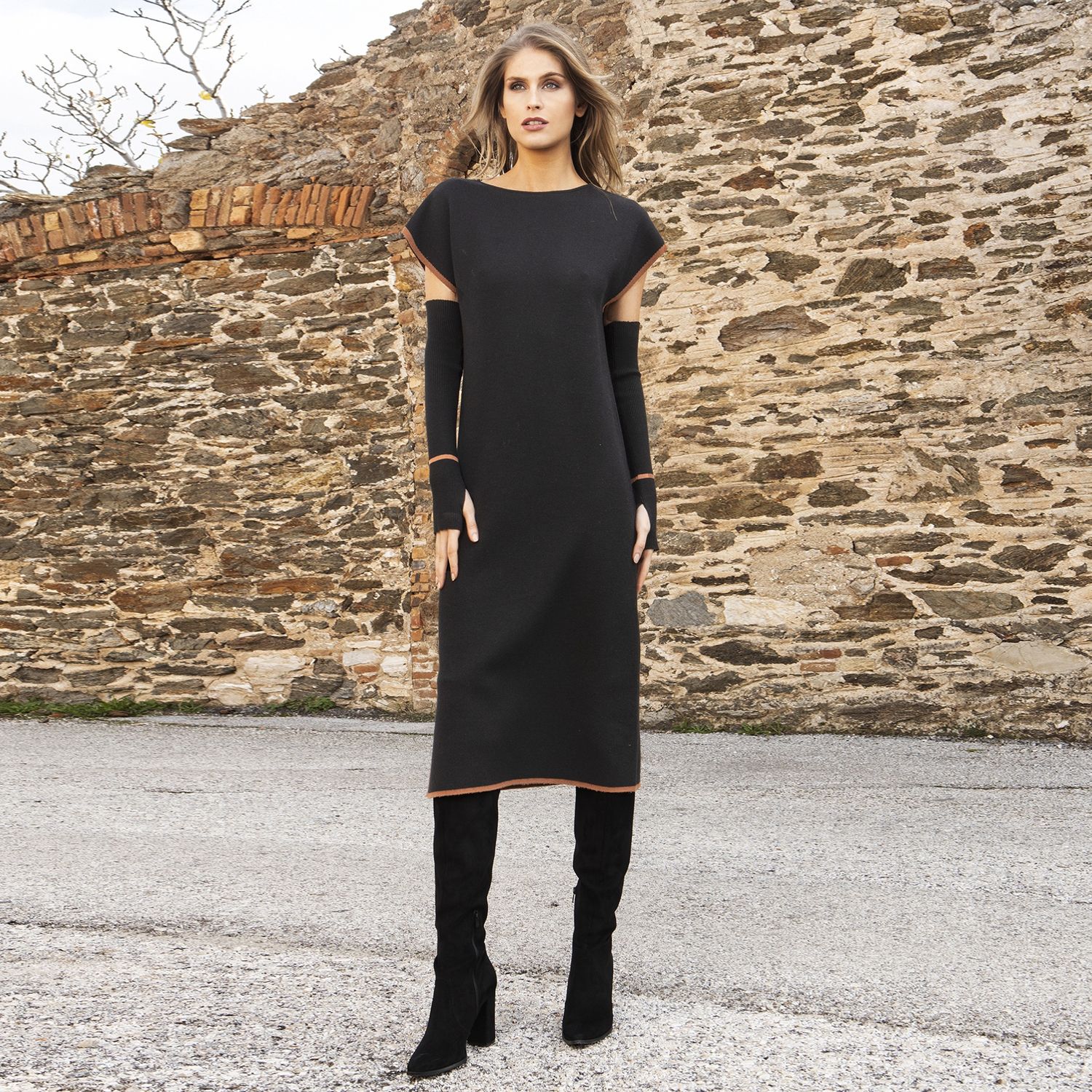 Black knit dress