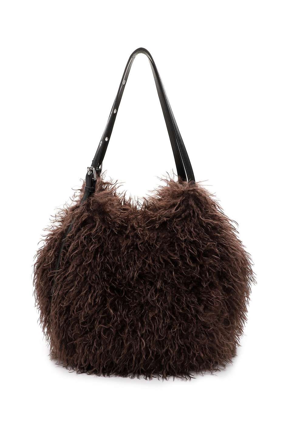 Brown faux shearling Keely tote bag