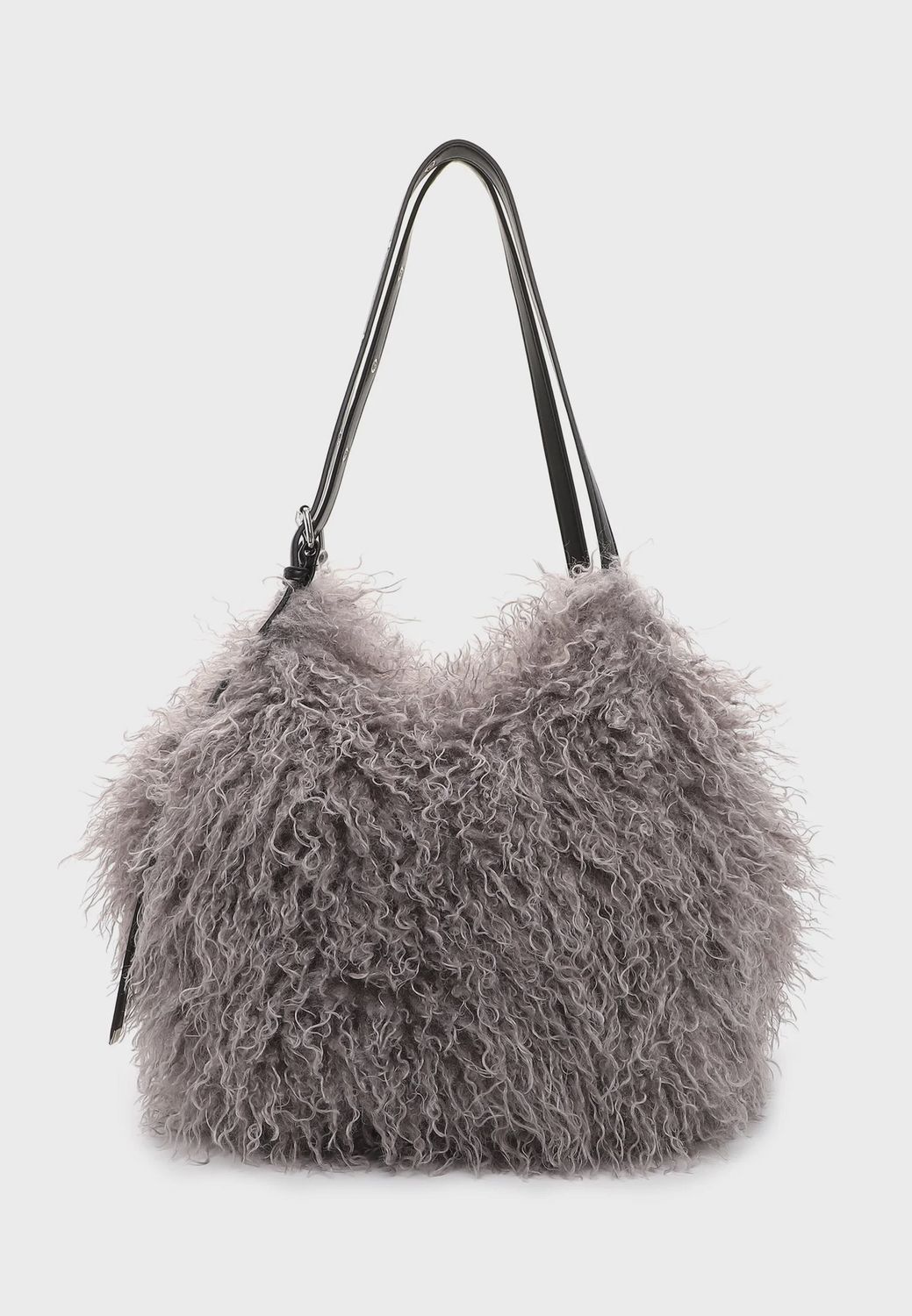 Grey faux shearling Keely tote bag