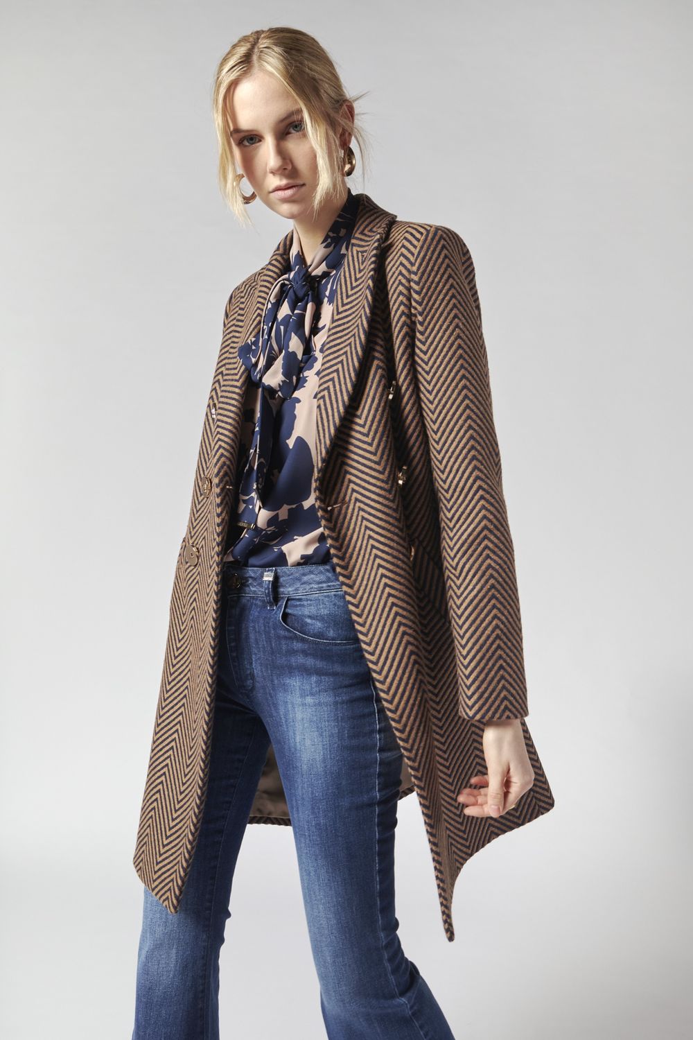 Brown and navy coat