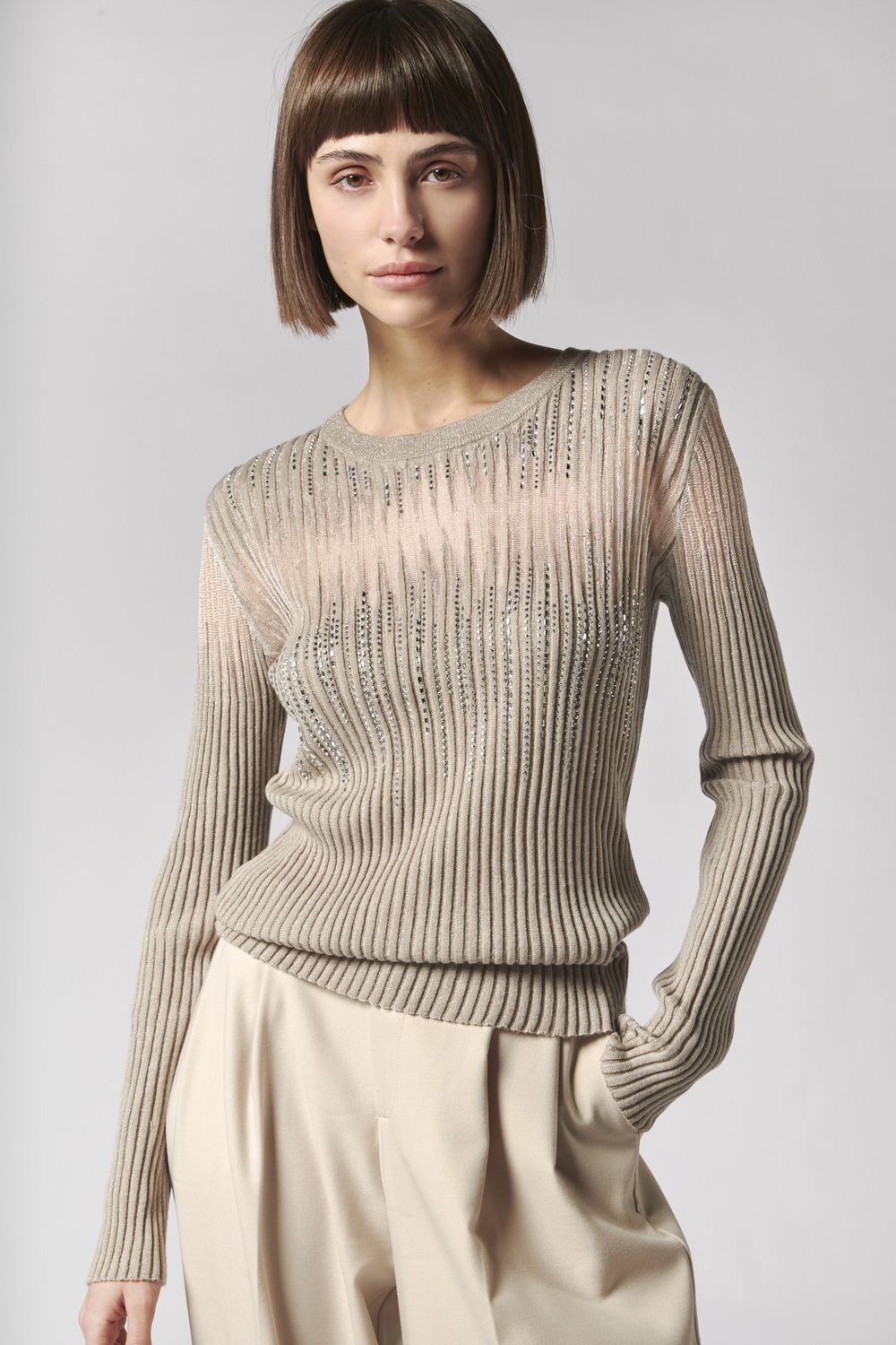 Beige jewelled jumper