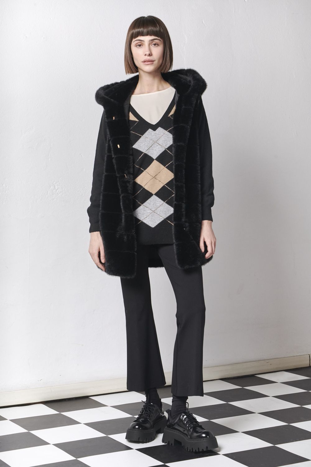Black jersey flare trousers