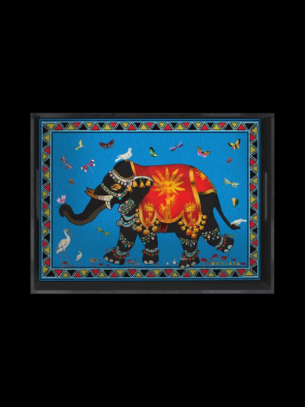 Elephant tray blue