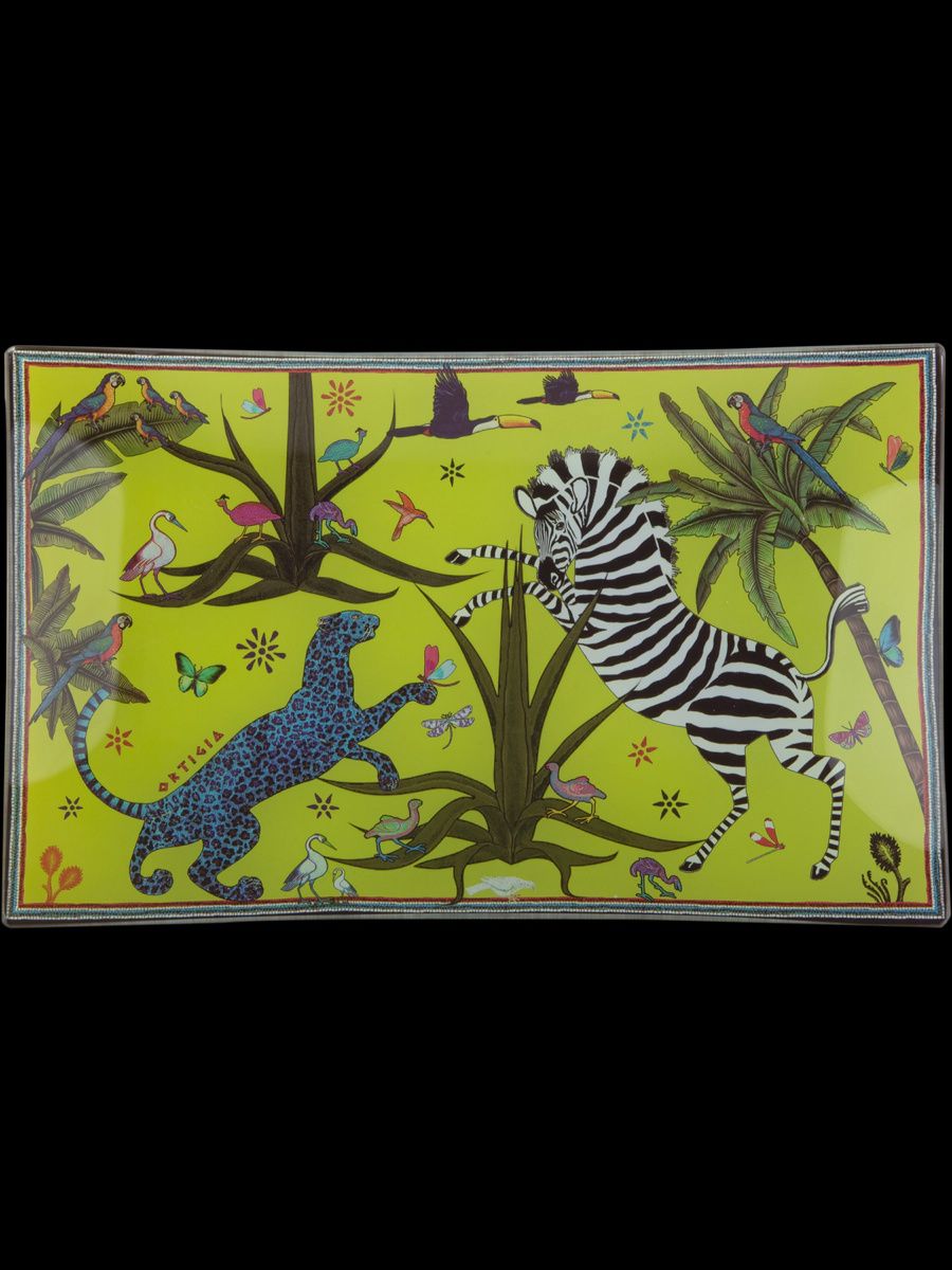 Jungle glass plate green
