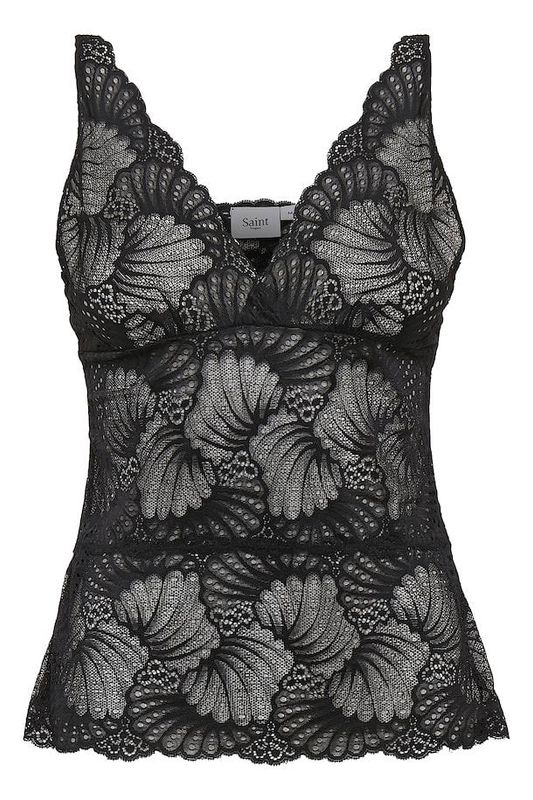 Daisy black lace vest top