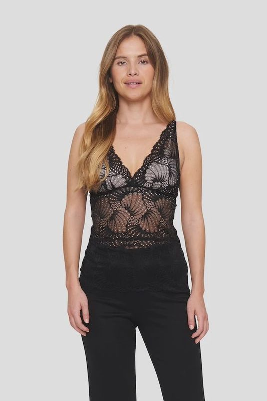 Daisy black lace vest top