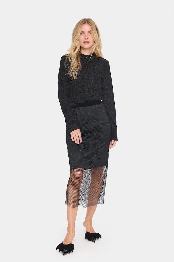 Hakima black mesh skirt