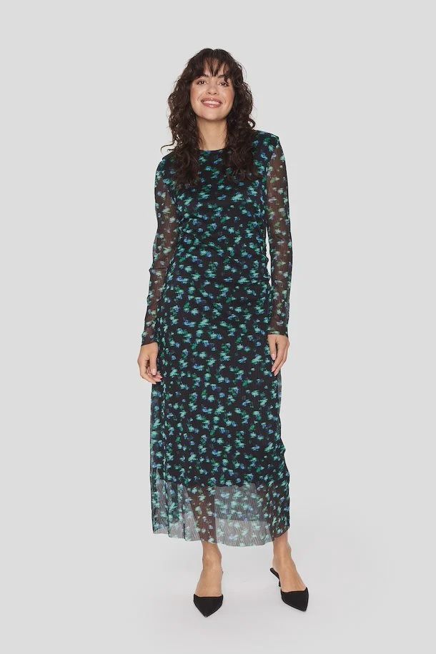Haliejade black patterned mesh dress