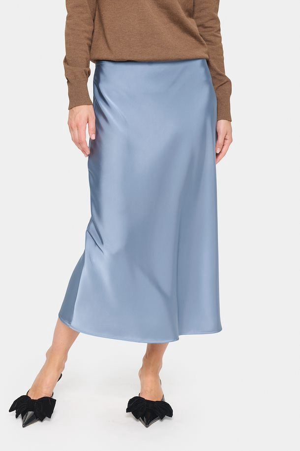 Hafia blue satin skirt