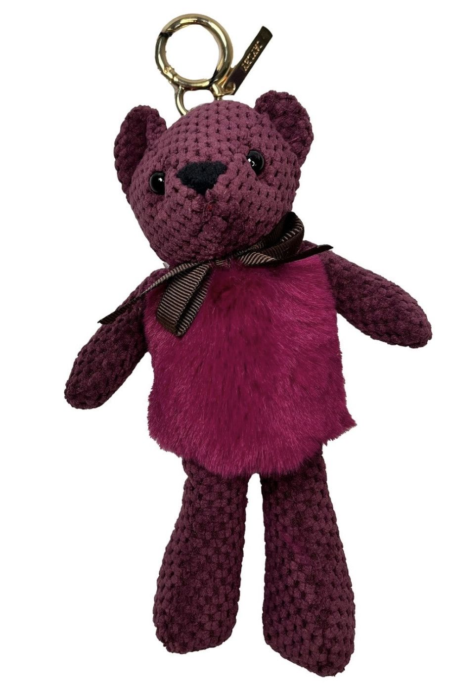 Purple faux fur  teddy keyring