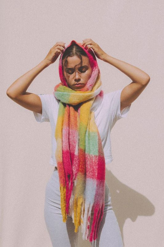 Checked rainbow scarf