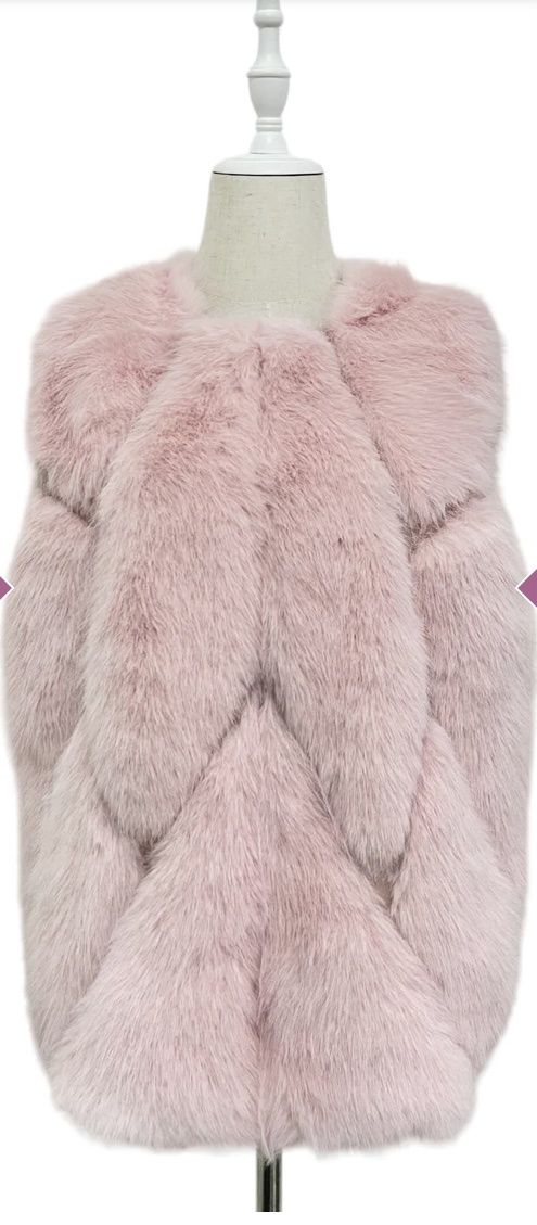 Baby pink faux fur gilet