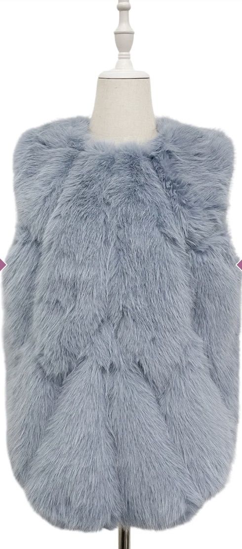 Powder blue faux fur gilet