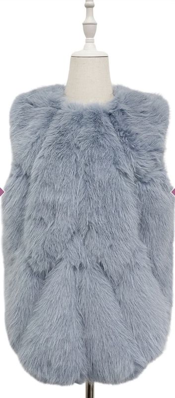 Powder blue faux fur gilet
