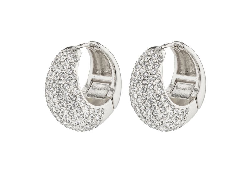 Naomi silver-plated crystal hoop earrings