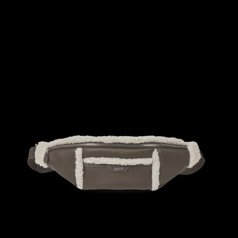 Day faux shearling bumbag brown