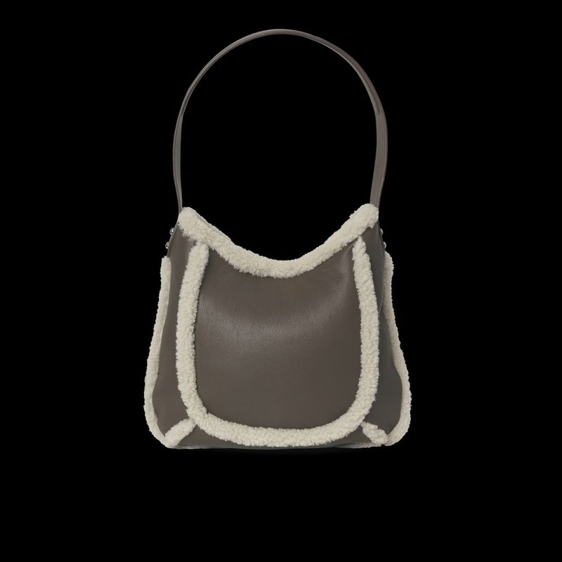 Day faux shearling shoulder bag brown