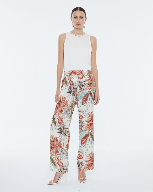 Cream pattern trousers