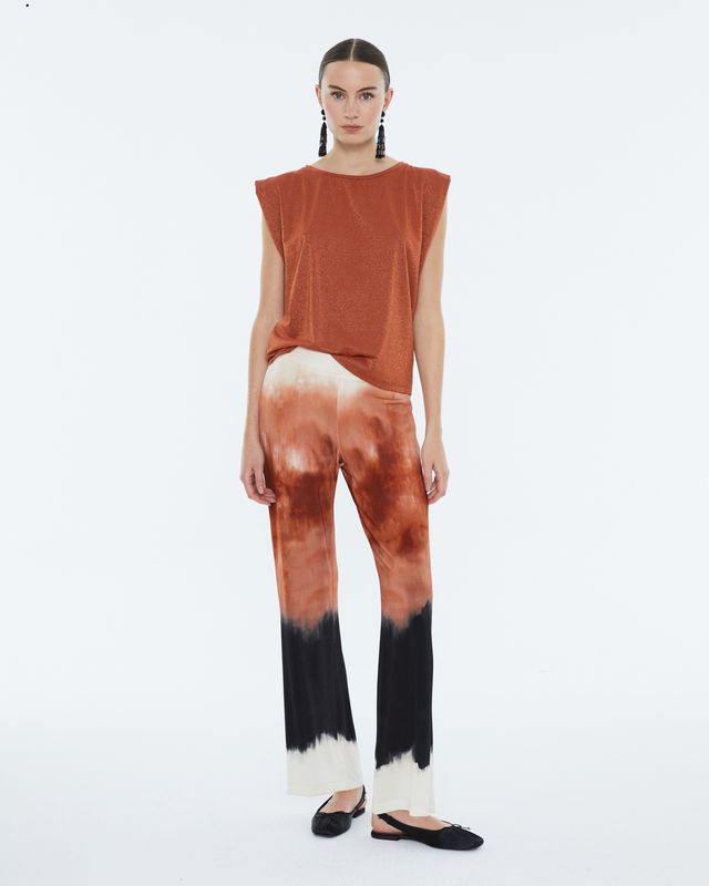 Cream orange and black loose fit trousers