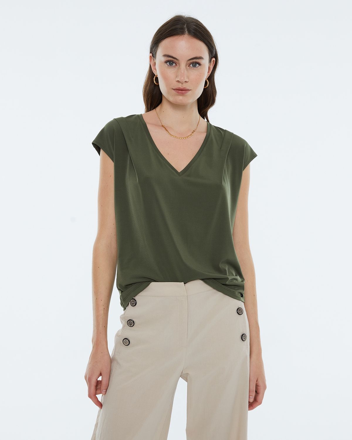 Khaki v-neck top