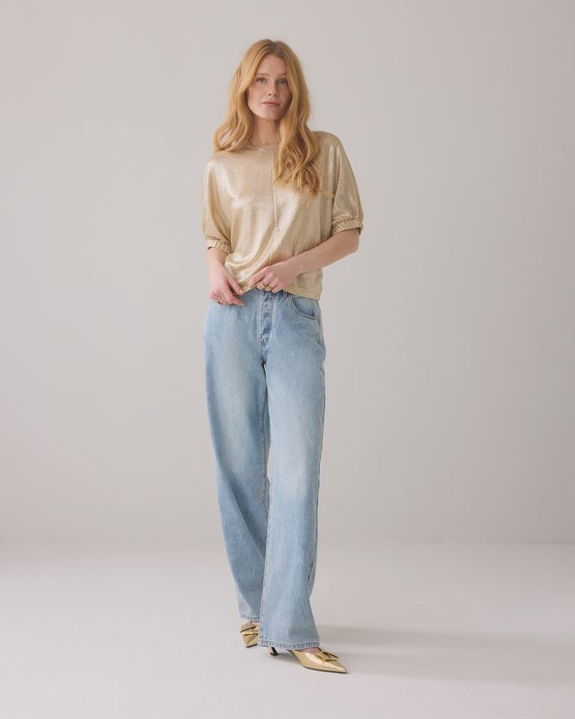 Gold metallic boxy top