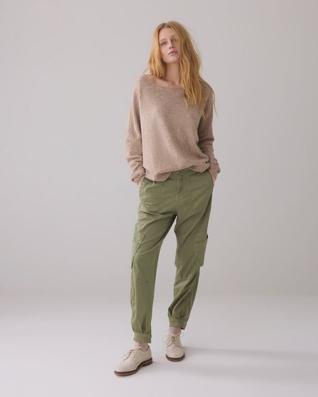 Khaki sateen combat trousers