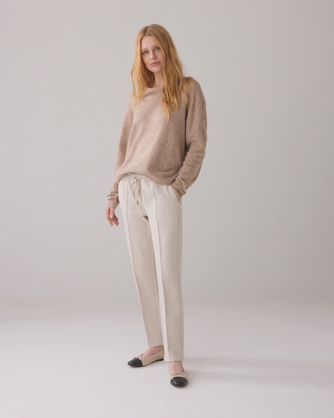 Cream jersey trousers