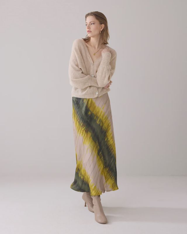 Tie dye khaki and yellow skirt