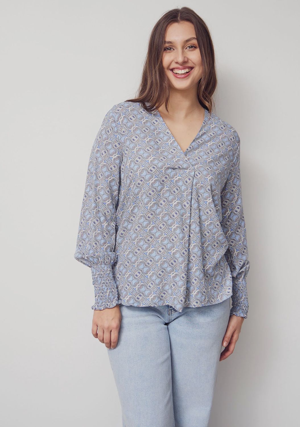 Cara blue printed blouse