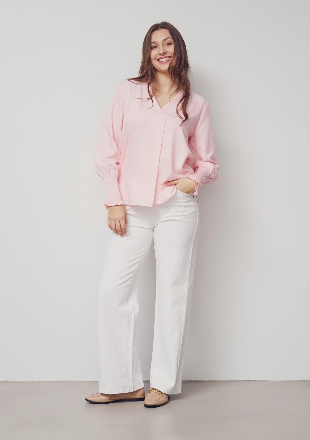 Como twill wide leg trouser white