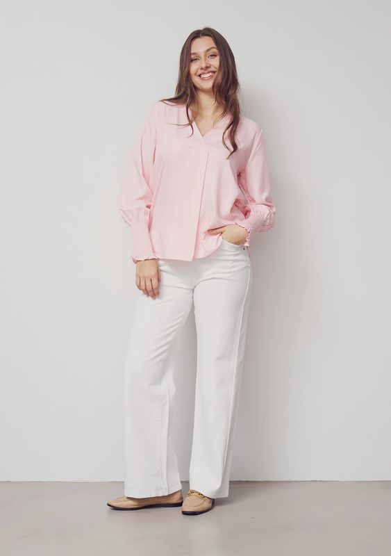 Como twill wide leg trouser white