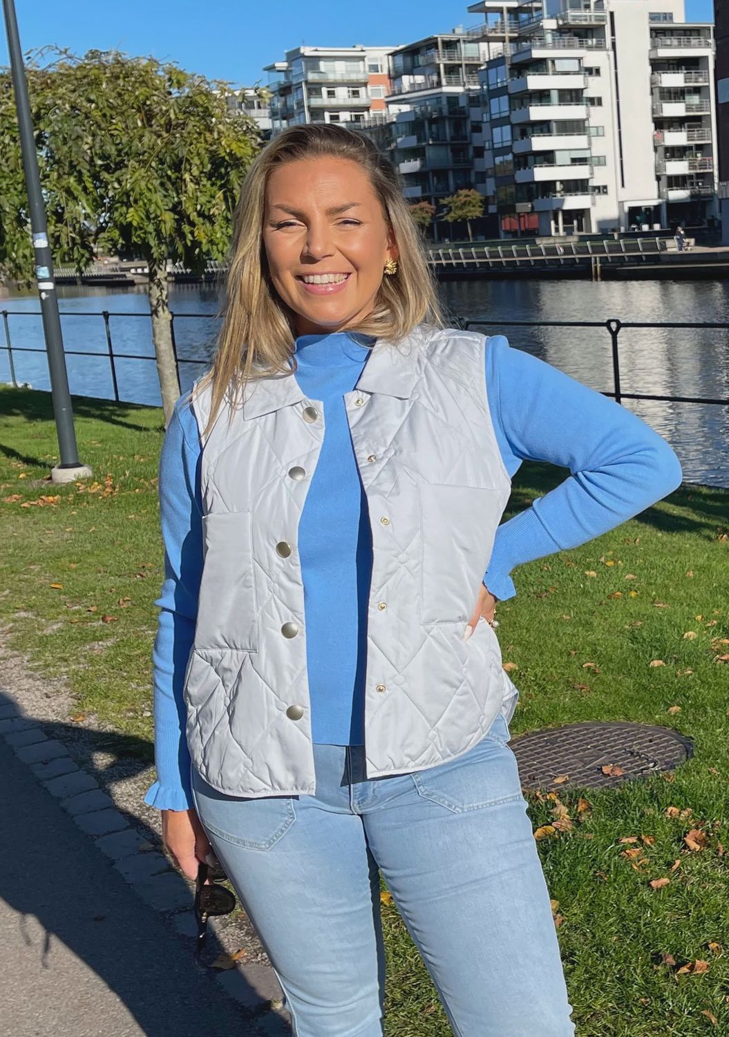 Diddi button waistcoat light blue