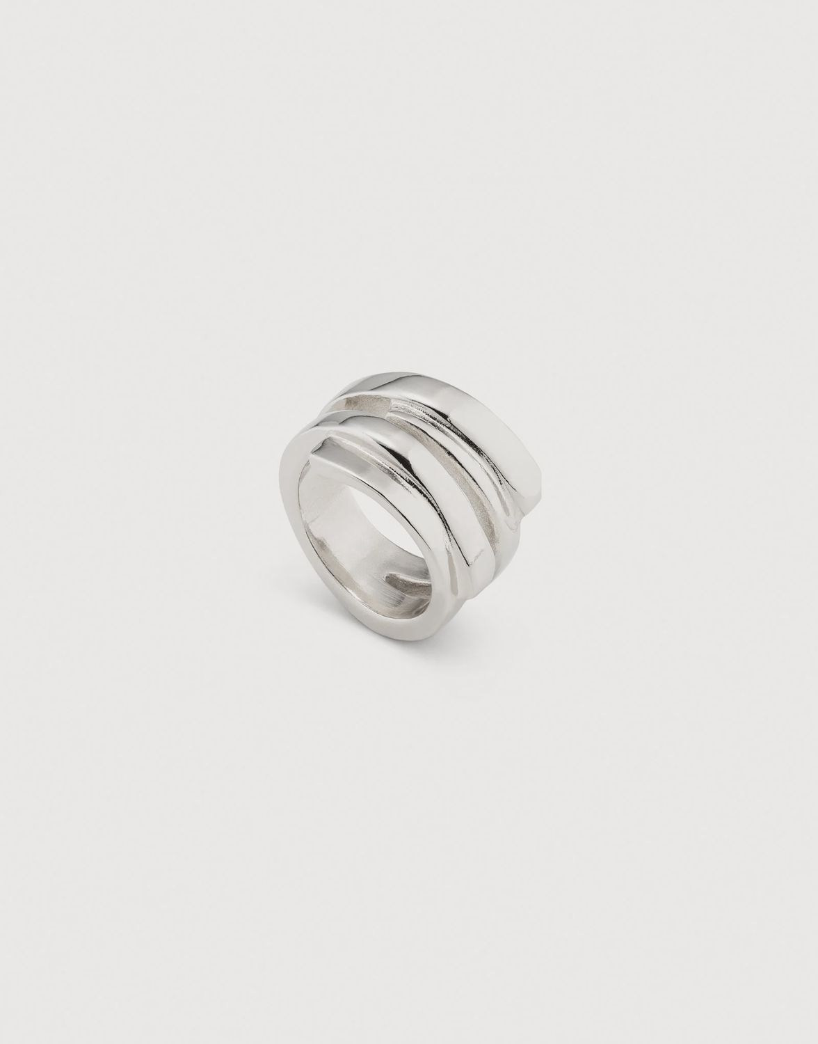 Irregular split ring in silver