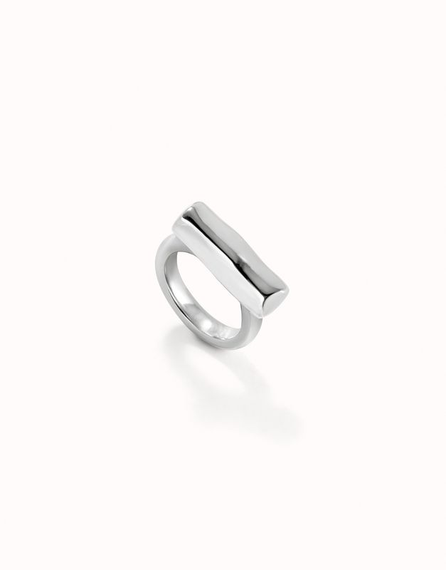 Horizontal tube ring in silver