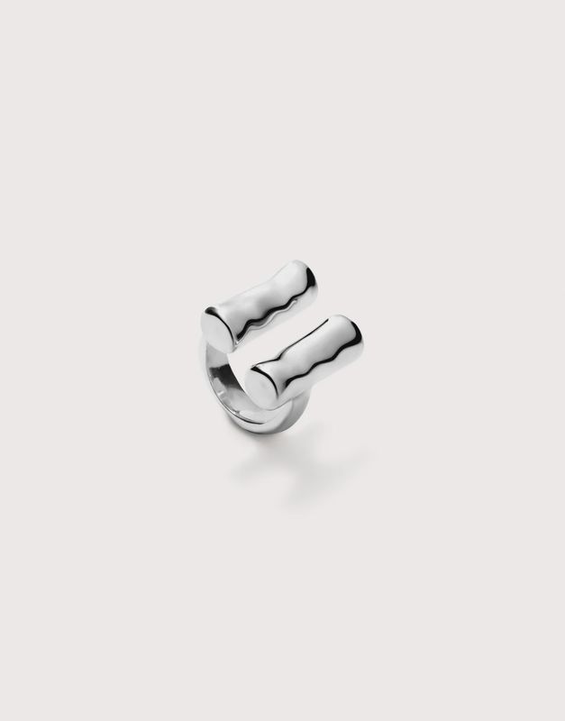 2 tube vertical ring in silver