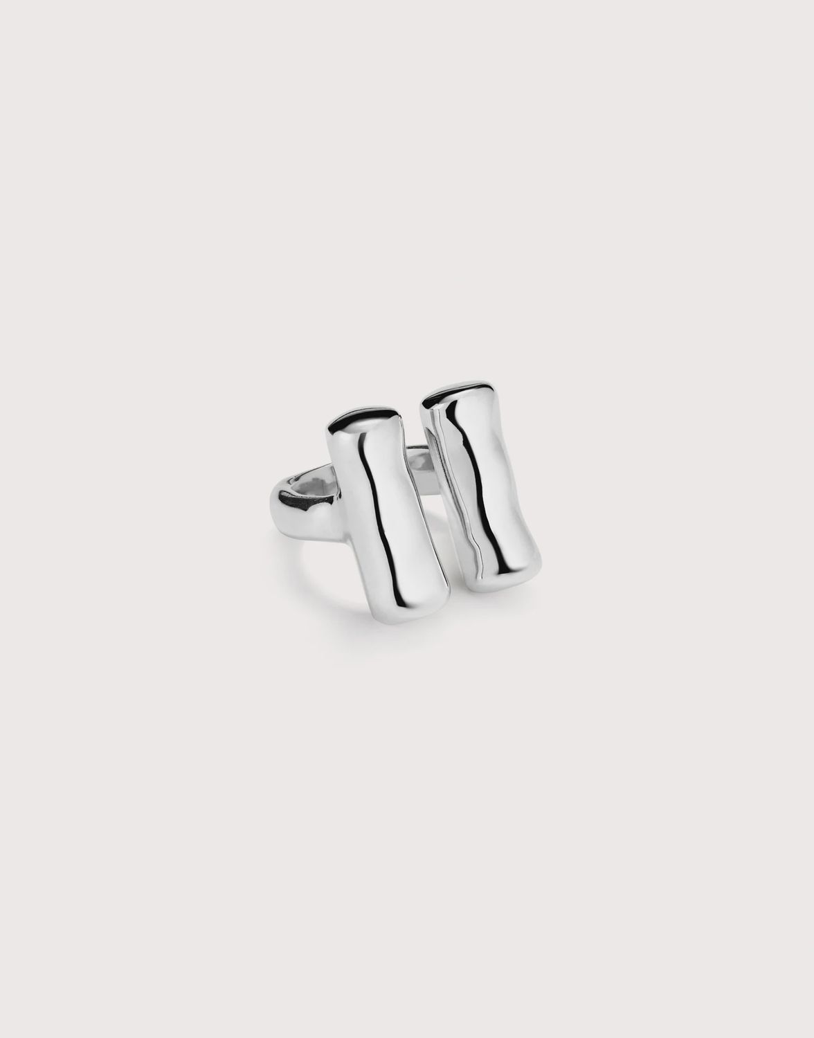 2 tube vertical ring in silver
