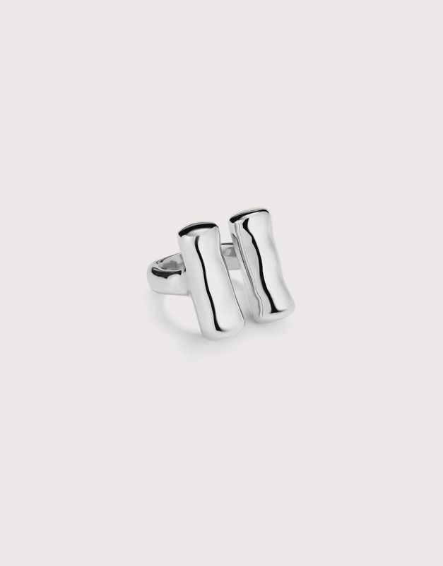 2 tube vertical ring in silver