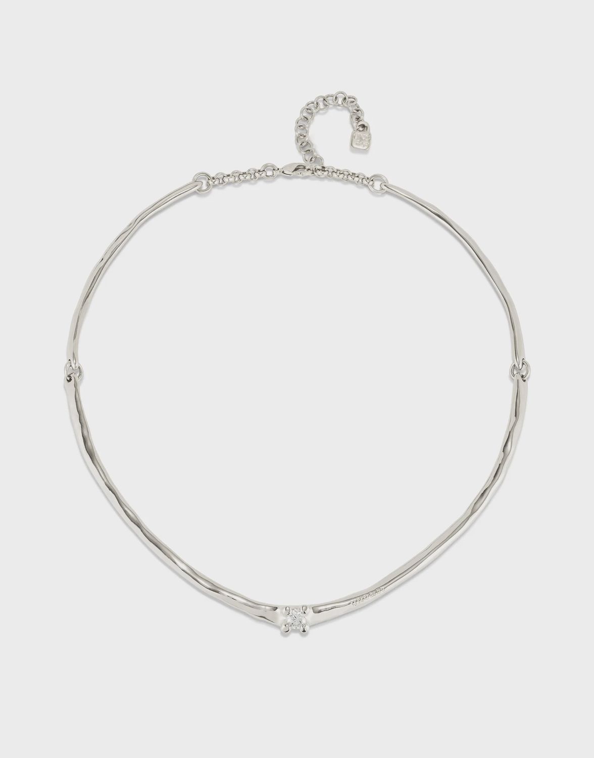 Hinged silver necklace with cubic zirconia