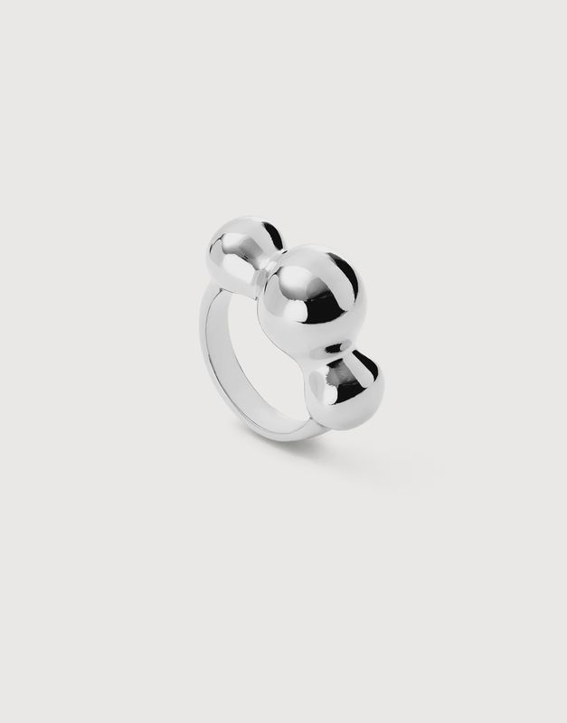3 bead ring in silver