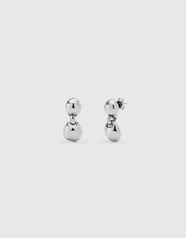 2 bead silver earrings