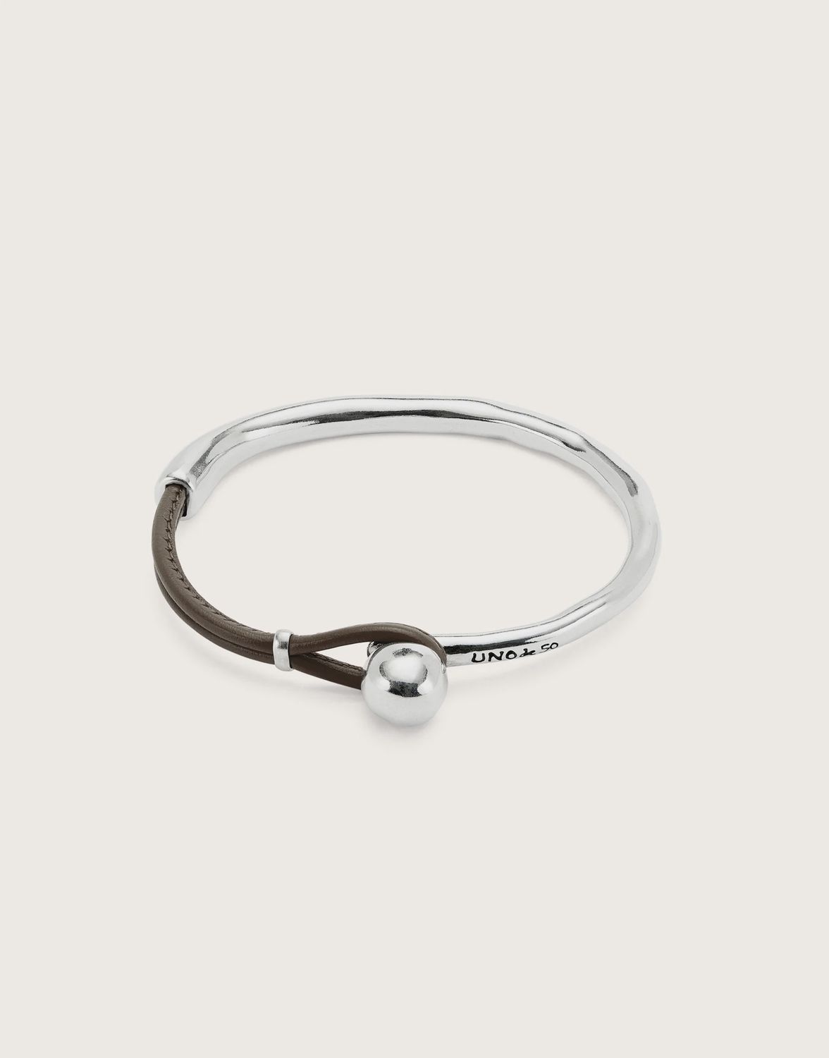 Leather and silver bangle bracelet