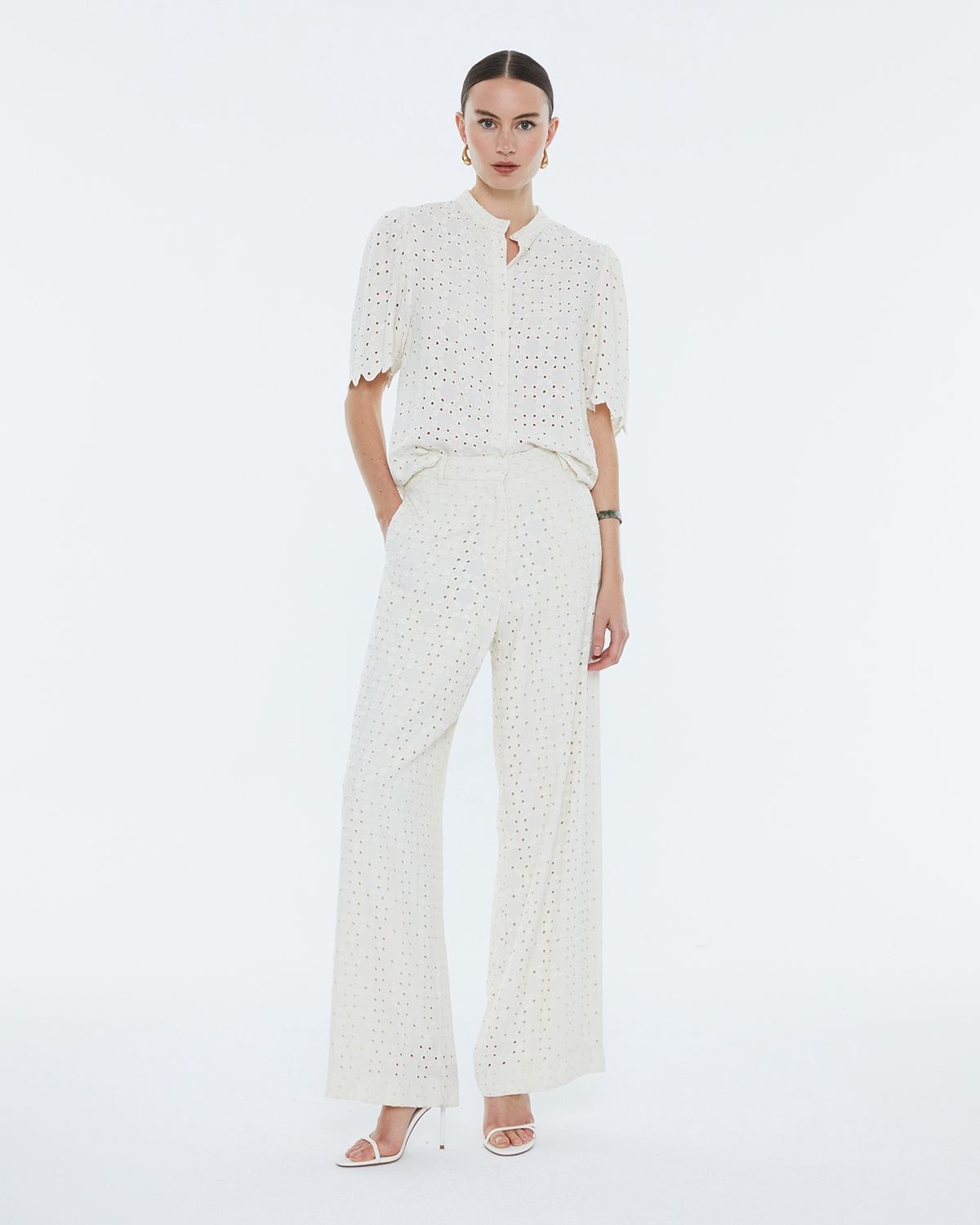 Broderie anglaise blouse in cream