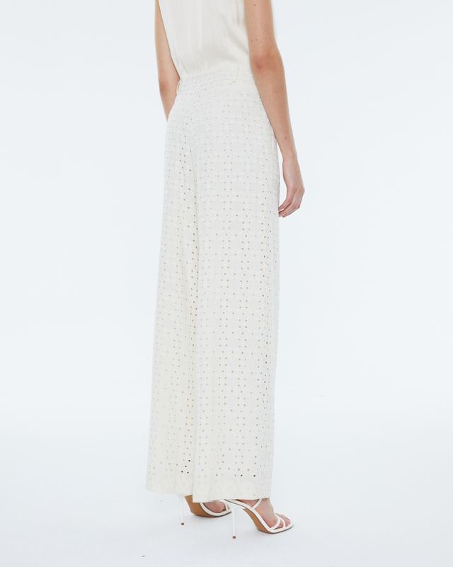 Broderie anglaise trousers in cream