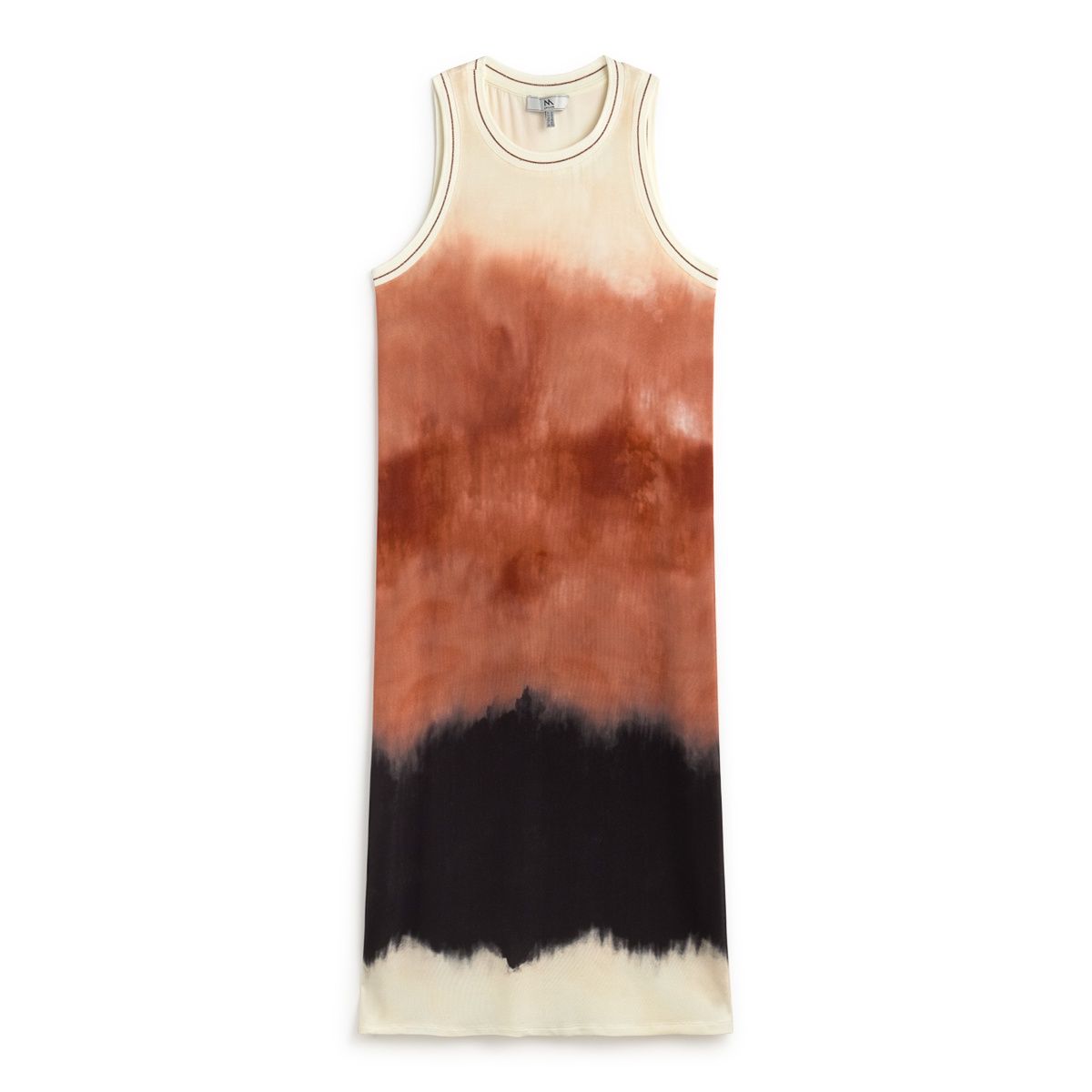 Cream orange and black ombré midi dress
