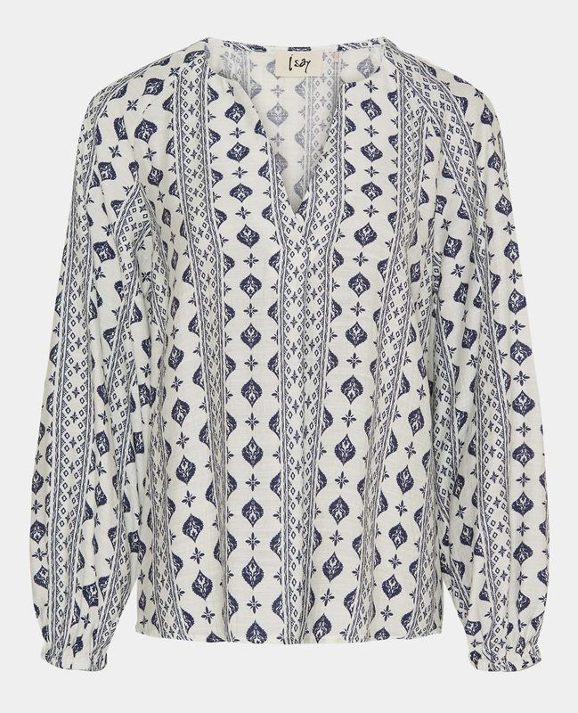 Ane v-neck blouse navy and cream