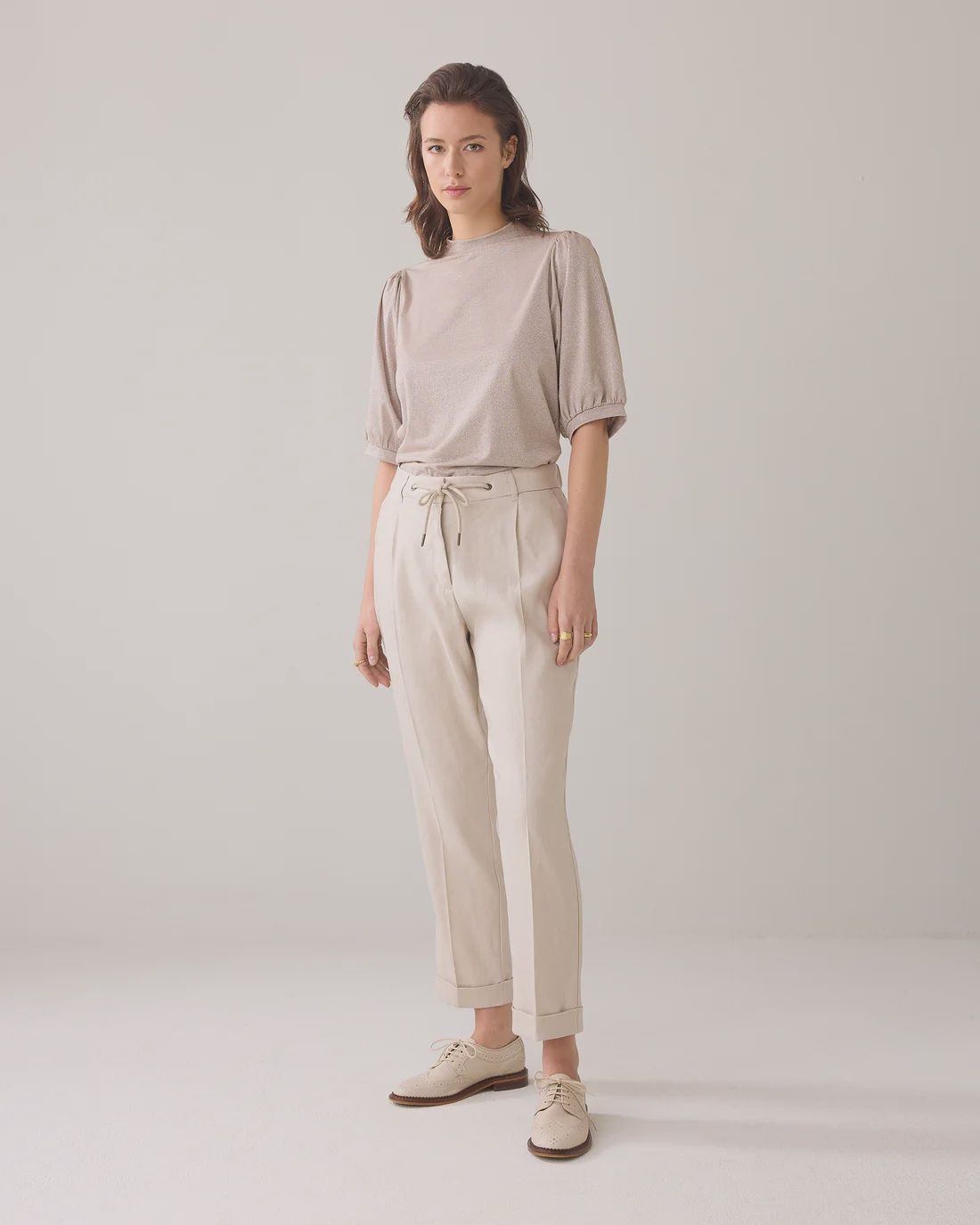 Soft beige  trousers with turn ups