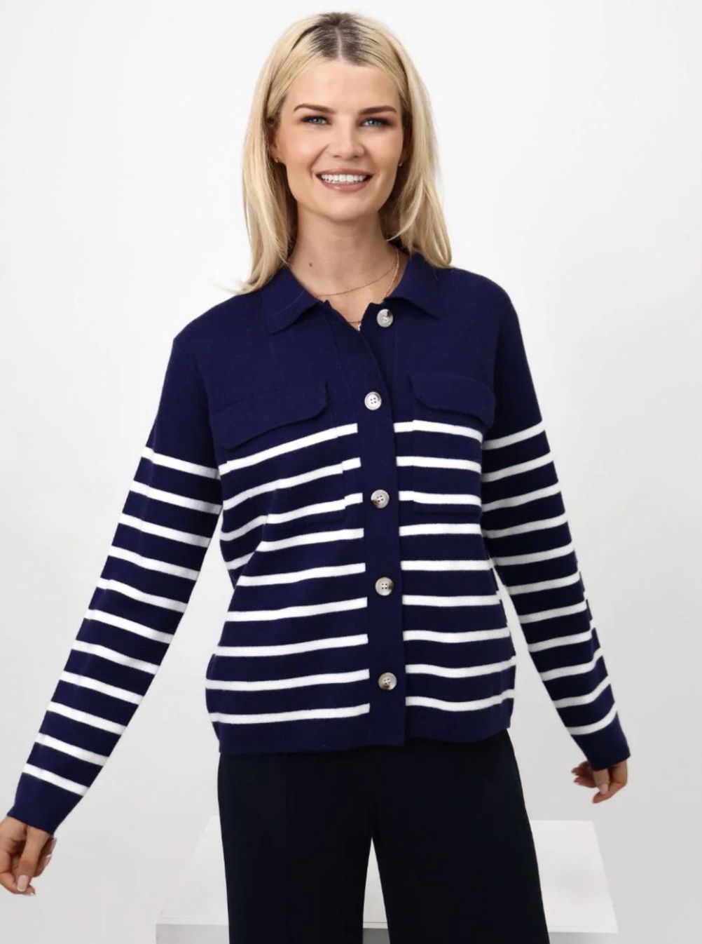 Dani cardigan navy/ white