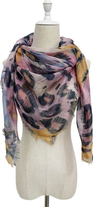 Abstract leopard linen square scarf